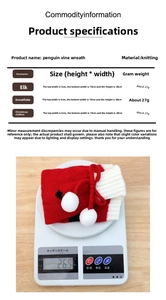 Detailed size chart for knitted Christmas wine bottle sleeves with dimensions and weights