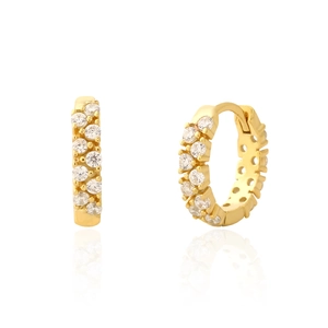 Double Row Cubic Zirconia Huggie Hoop Earrings 925 Sterling Silver Small Geometric Round Luxury Fashion Jewelry For Women