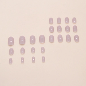 24 pieces of glossy creamy lavender square press-on nails with semi-transparent jelly finish