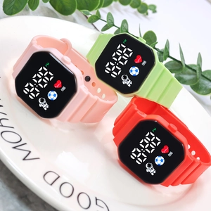 Modern LED digital watches with astronaut motif and soft silicone straps in three colors