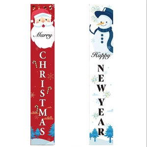 Festive Christmas and New Year door banner set featuring Santa and Snowman graphics