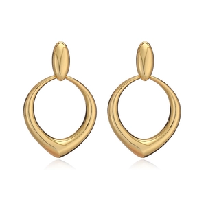 Vintage style drop tassel earrings with teardrop hollow design in polished 18K gold plated