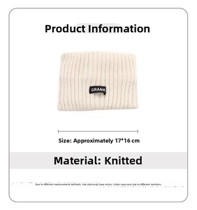 Beige knitted sports headband with GRANK label and precise 17x16cm dimensions