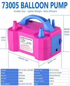 600W Electric Balloon Pump with 400L/min airflow and dual nozzle compact dimensions