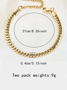 Gold-plated Cuban chain bracelet with dimensions 21cm by 0.4cm and lobster clasp closure