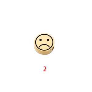 Gold stainless steel bead featuring a laser-engraved sad emoji with a mirrored finish