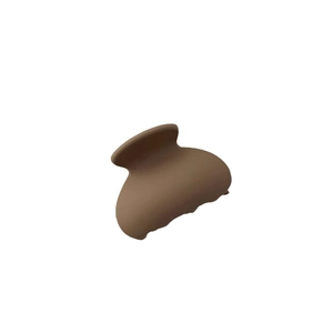 Matte coffee brown small claw clip for hair shown on a clean white background