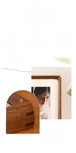 Detail of hand-polished black walnut wood frame corner with smooth rounded edges