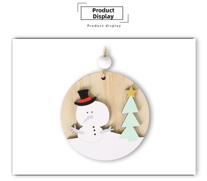 Detailed 3D snowman and Christmas tree laser-cut wooden ornament with jute rope