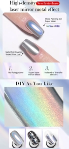Macro detail of high-density laser mirror silver nail painting gel for DIY designs