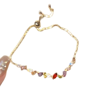 18k gold plated bracelet with colorful zircon stones featuring adjustable sliding buckle