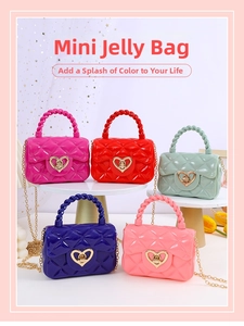 Mini jelly bags in vibrant colors with diamond quilt pattern and golden heart clasp