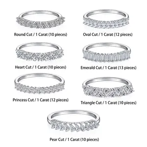 Moissanite Eternity Band Ring 925 Sterling Silver D Color Sparkling Stackable Wedding Engagement Elegant Women