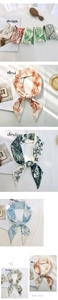 Macro detail of silk-like letter print twilly scarf in multiple vibrant color patterns