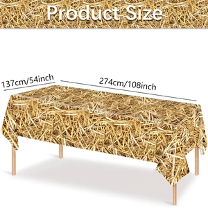 Rectangle hay bale pattern PE tablecloth for western cowboy parties 54x108 inch size