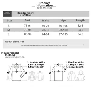 Detailed size chart for sexy backless mini dress with bust and hip measurements