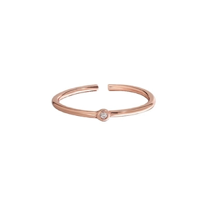Elegant rose gold minimalist S925 sterling silver open ring with tiny zircon stone inlay