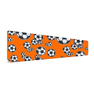 Elastic orange sports headband with black and white football patterns for yoga and running