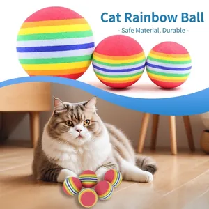 Palla Giocattolo Per Animali Arcobaleno Schiuma EVA Elastica Silenziosa Per Gatti Cani Piccoli Allenamento Interattivo