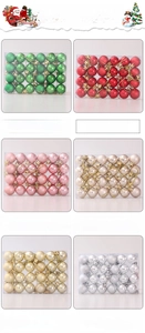 Close-up of 24-piece 3cm Christmas ball set in matte, glossy, and glitter finishes