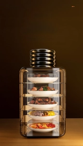 Five-layer transparent food cover storage rack made of thickened high-quality PS material