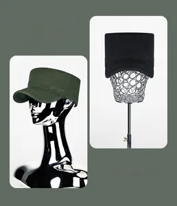 Detail of army cap side view featuring 3D SPIRIT embroidery on olive and black fabric