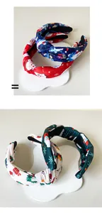 Detailed set of Christmas headbands with festive patterns and rhinestone pearl ornaments