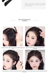 Tutorial showing four steps for using double-layered hair clips for a voluminous hair style