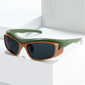 Olive green and brown detachable sports sunglasses for outdoor cycling and athletic wear