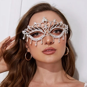 Luxurious Masquerade Mask Rhinestone Tassel Hollow Alloy Metal Eye Mask Vintage Wedding Ball Party Accessories For Women