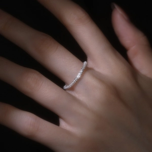 Sparkling S925 sterling silver thin ring with textured finish for a minimalist look