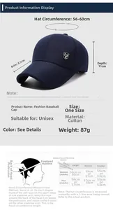 Guide des tailles pour casquette respirante avec dimensions et schéma de mesure