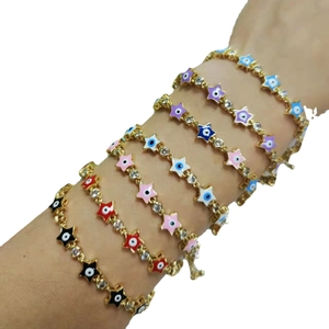Set aus Stern-Evil-Eye-Armbändern mit bunter Emaille und Zirkonia für Damen