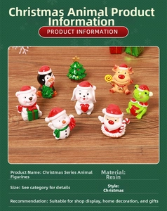 Miniature resin Christmas figurine set featuring penguin polar bear and elk ornaments