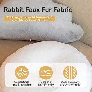 Plush heart-shaped white faux fur decorative pillow for sofa and bed backrest decor