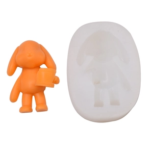 Bunny holding bucket silicone mold for DIY aromatherapy gypsum and soap making