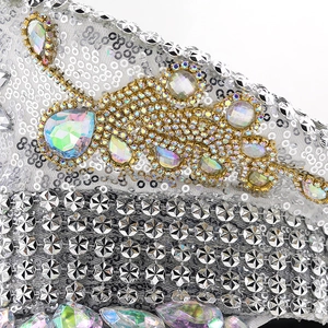 Luxe silver sequin military hat with large AB crystal star studs for party events