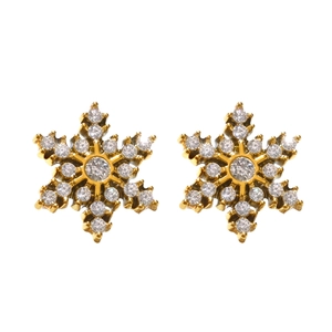 Elegante 18K vergulde sneeuwvlok oorknopjes met fonkelende zirkonia steentjes