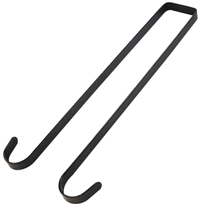 Minimalist black iron over-the-door wreath hook with durable double-sided dual hook design