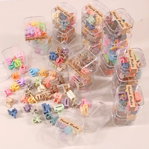 Korean Style Mini Hair Claw Clips Set Macaron Morandi Color Small Frosted Resin Flower Heart Butterfly Hair Accessories