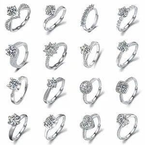 Variety of S925 silver rings featuring 1ct high carbon diamond solitaire designs