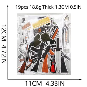 19pcs military weapon embroidery patch set including rifle and grenade designs