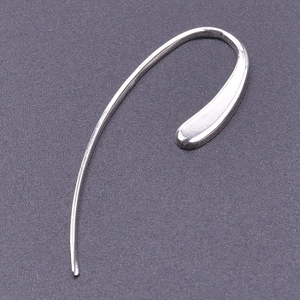 Detailed view of silver stainless steel drop-shaped earring hooks with sleek metallic finish