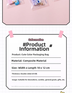 Detail of 10x12cm thick cartoon ziplock bag with blue seal and 20 silk material