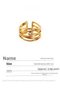 Macro detail of French retro layered ring showing dimensions 1.2cm and zircon inlay