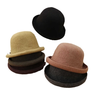 Classic wool cloche hats for women in multiple colors with vintage round brim design