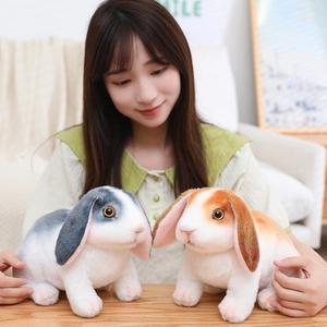Mignonnes poupées lapins à oreilles tombantes en peluche gris et orange pour la maison
