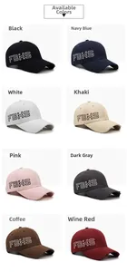 Collage of embroidered baseball caps in eight colors featuring distressed brim details
