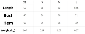 Detailed size chart for sexy halter neck top including chest and length in XS to L
