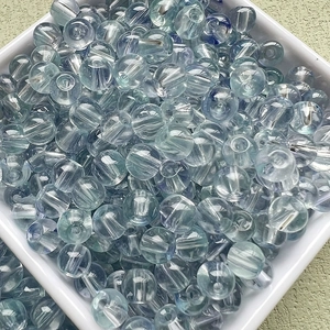 Macro de perles en verre bleu clair transparent de 6-10mm pour bijoux DIY